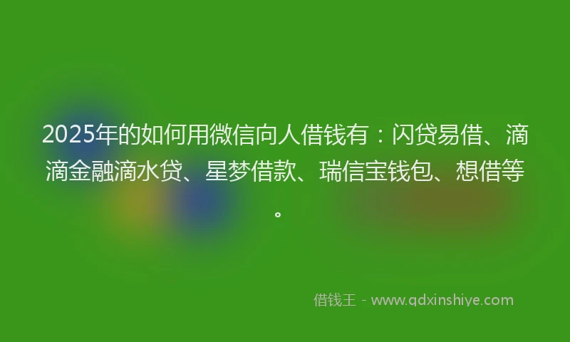 2025年的如何用微信向人借钱有：闪贷易借、滴滴金融滴水贷、星梦借款、瑞信宝钱包、想借等。