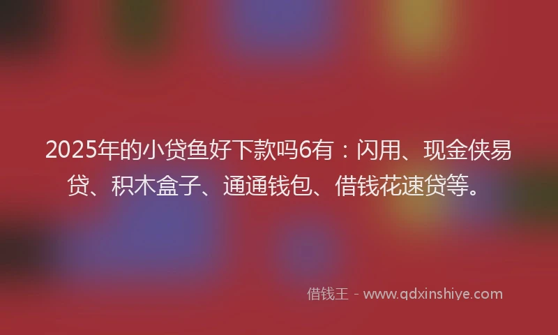 2025年的小贷鱼好下款吗6有：闪用、现金侠易贷、积木盒子、通通钱包、借钱花速贷等。