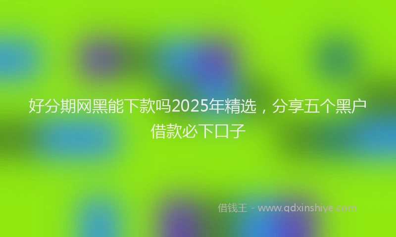 好分期网黑能下款吗2025年精选，分享五个黑户借款必下口子