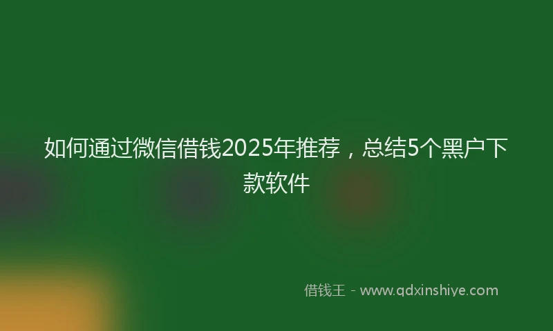 如何通过微信借钱2025年推荐，总结5个黑户下款软件