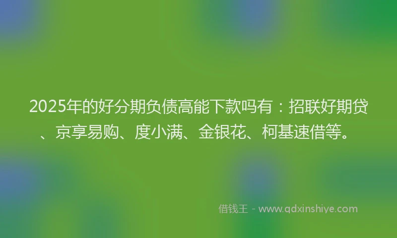 2025年的好分期负债高能下款吗有：招联好期贷、京享易购、度小满、金银花、柯基速借等。