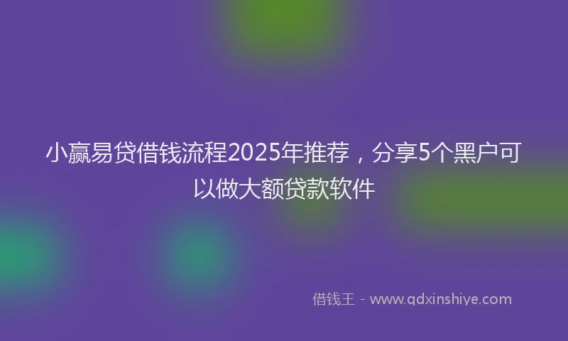 小赢易贷借钱流程2025年推荐，分享5个黑户可以做大额贷款软件