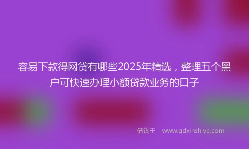 容易下款得网贷有哪些2025年精选，整理五个黑户可快速办理小额贷款业务的口子