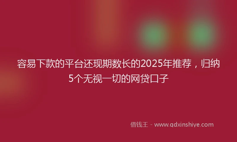 容易下款的平台还现期数长的2025年推荐，归纳5个无视一切的网贷口子