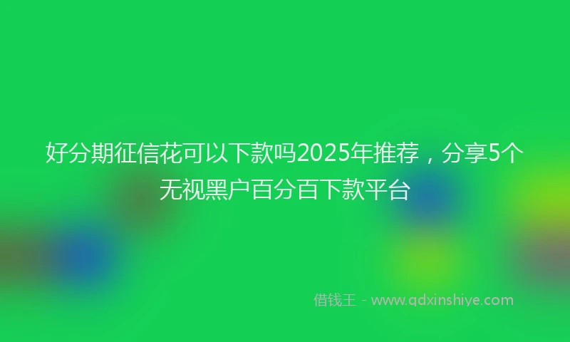 好分期征信花可以下款吗2025年推荐，分享5个无视黑户百分百下款平台