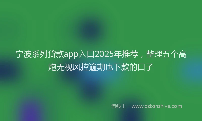 宁波系列贷款app入口2025年推荐，整理五个高炮无视风控逾期也下款的口子