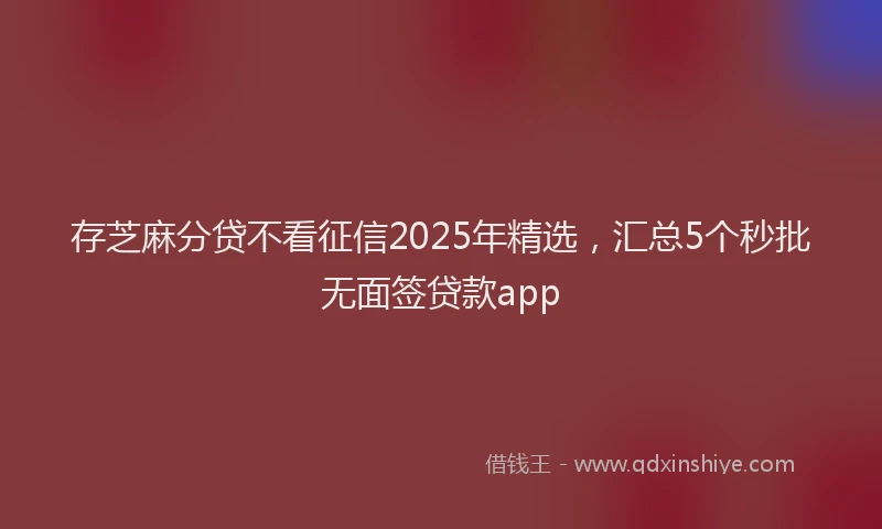 存芝麻分贷不看征信2025年精选，汇总5个秒批无面签贷款app