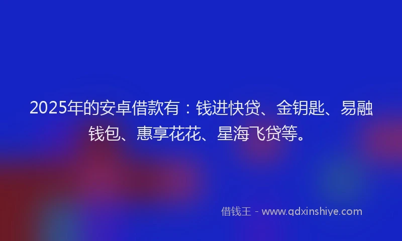 2025年的安卓借款有：钱进快贷、金钥匙、易融钱包、惠享花花、星海飞贷等。