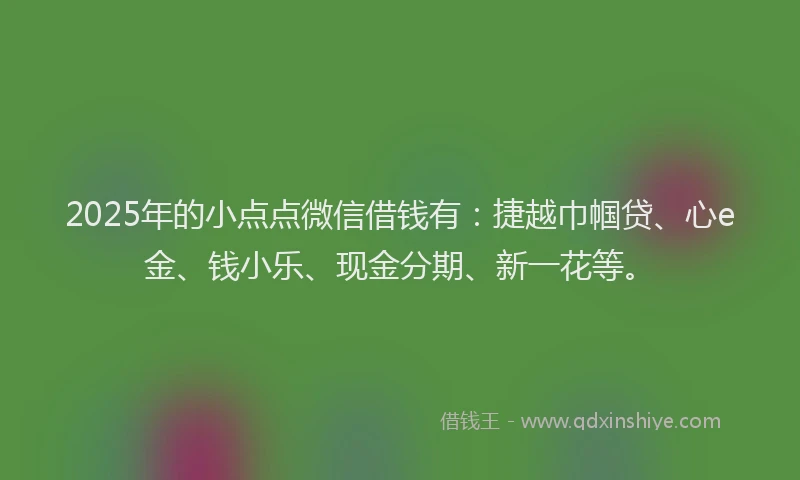 2025年的小点点微信借钱有：捷越巾帼贷、心e金、钱小乐、现金分期、新一花等。