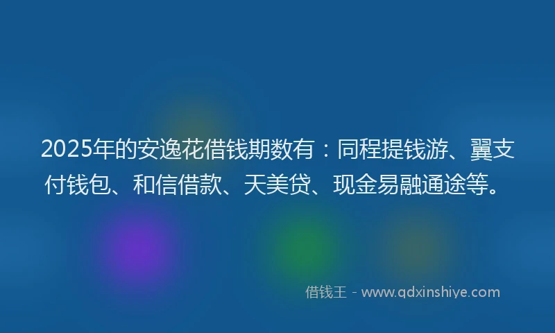 2025年的安逸花借钱期数有：同程提钱游、翼支付钱包、和信借款、天美贷、现金易融通途等。