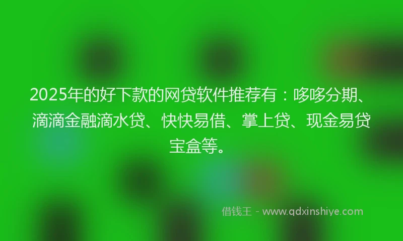 2025年的好下款的网贷软件推荐有：哆哆分期、滴滴金融滴水贷、快快易借、掌上贷、现金易贷宝盒等。