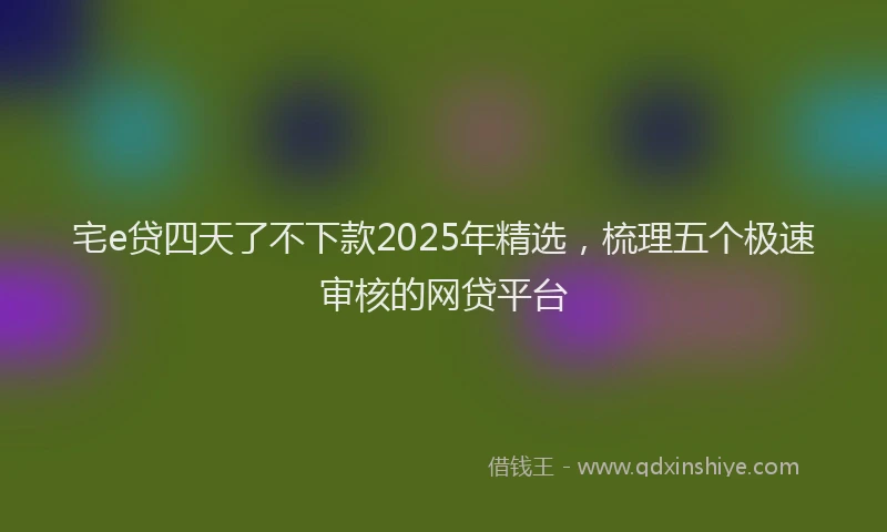 宅e贷四天了不下款2025年精选，梳理五个极速审核的网贷平台
