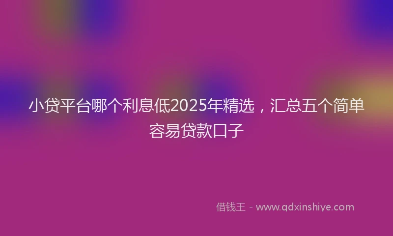小贷平台哪个利息低2025年精选，汇总五个简单容易贷款口子