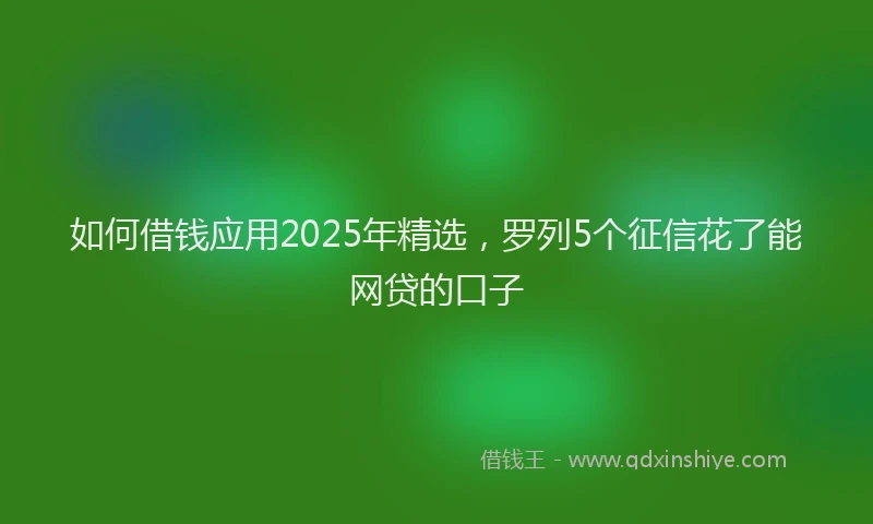 如何借钱应用2025年精选，罗列5个征信花了能网贷的口子