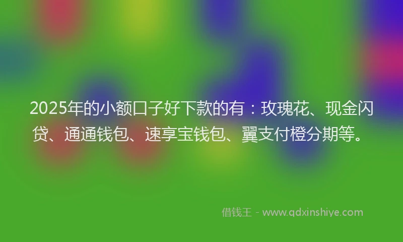 2025年的小额口子好下款的有：玫瑰花、现金闪贷、通通钱包、速享宝钱包、翼支付橙分期等。
