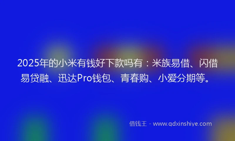 2025年的小米有钱好下款吗有：米族易借、闪借易贷融、迅达Pro钱包、青春购、小爱分期等。