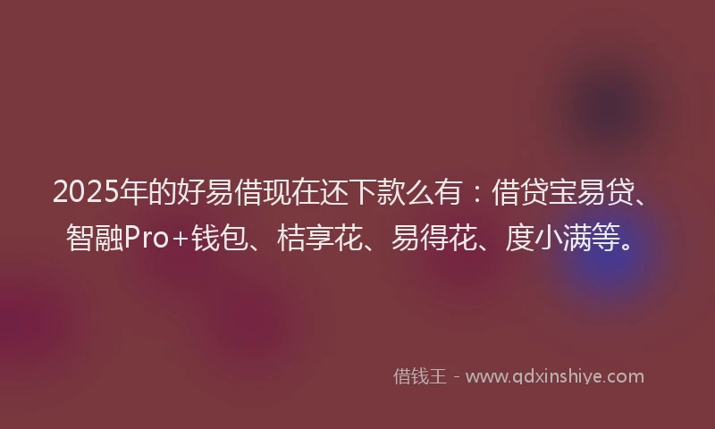 2025年的好易借现在还下款么有：借贷宝易贷、智融Pro+钱包、桔享花、易得花、度小满等。
