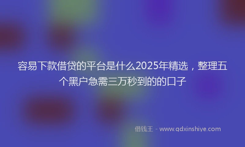容易下款借贷的平台是什么2025年精选，整理五个黑户急需三万秒到的的口子