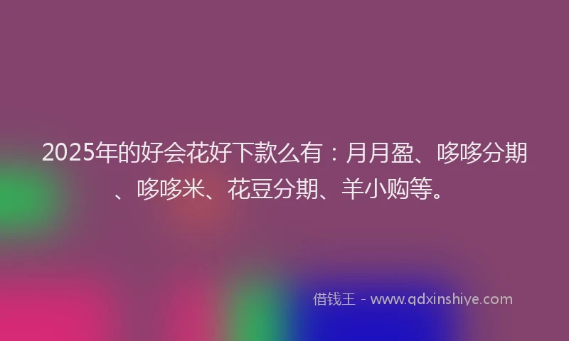 2025年的好会花好下款么有：月月盈、哆哆分期、哆哆米、花豆分期、羊小购等。