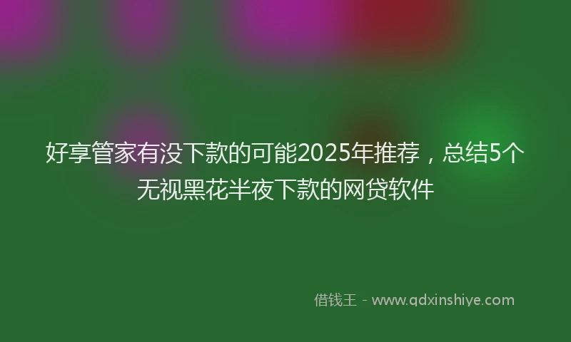 好享管家有没下款的可能2025年推荐，总结5个无视黑花半夜下款的网贷软件