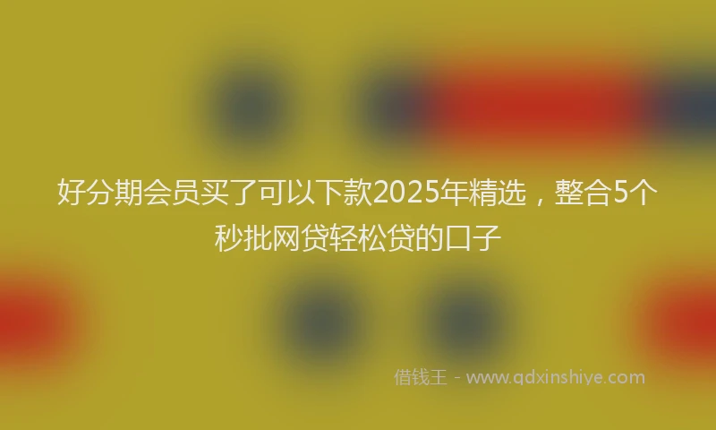 好分期会员买了可以下款2025年精选，整合5个秒批网贷轻松贷的口子