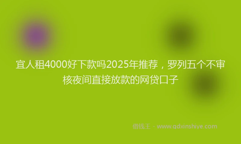 宜人租4000好下款吗2025年推荐，罗列五个不审核夜间直接放款的网贷口子