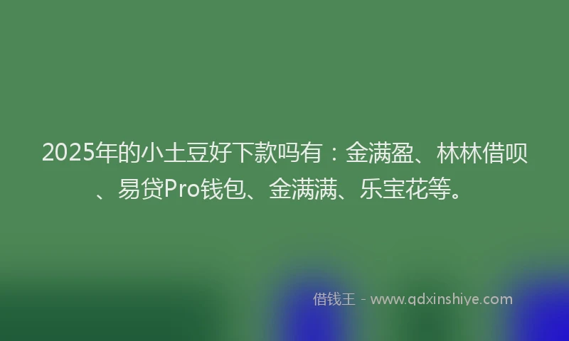 2025年的小土豆好下款吗有:金满盈、林林借呗、易贷Pro钱包、金满满、乐宝花等。