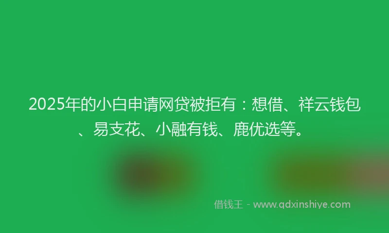 2025年的小白申请网贷被拒有:想借、祥云钱包、易支花、小融有钱、鹿优选等。