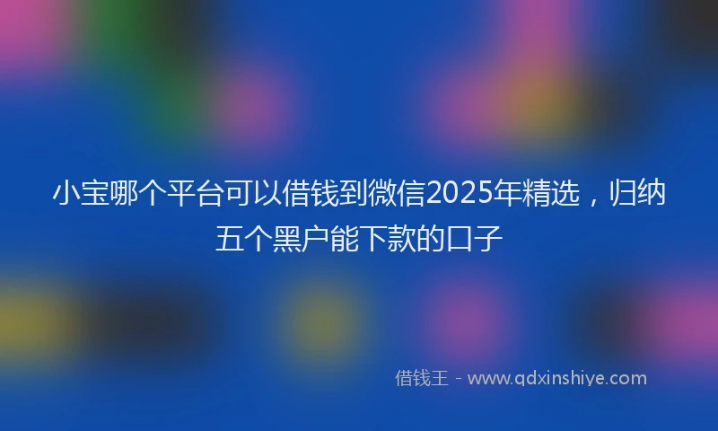 小宝哪个平台可以借钱到微信2025年精选，归纳五个黑户能下款的口子