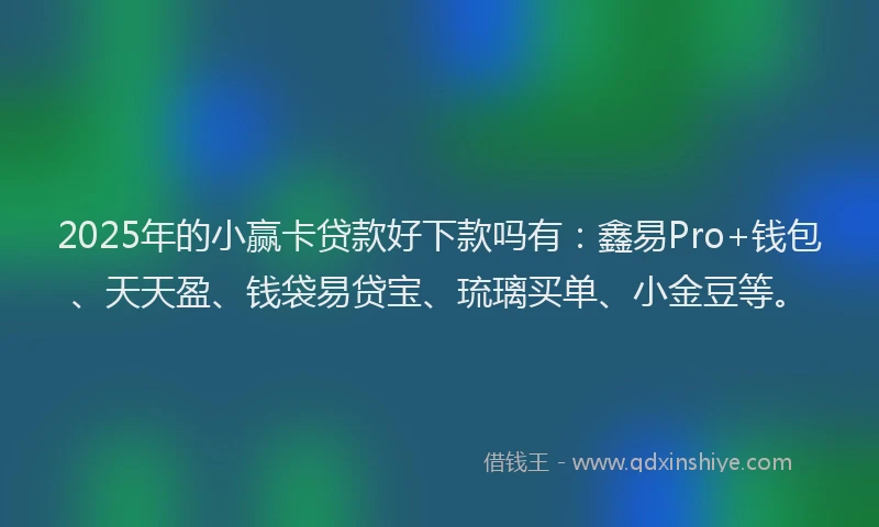 2025年的小赢卡贷款好下款吗有：鑫易Pro+钱包、天天盈、钱袋易贷宝、琉璃买单、小金豆等。
