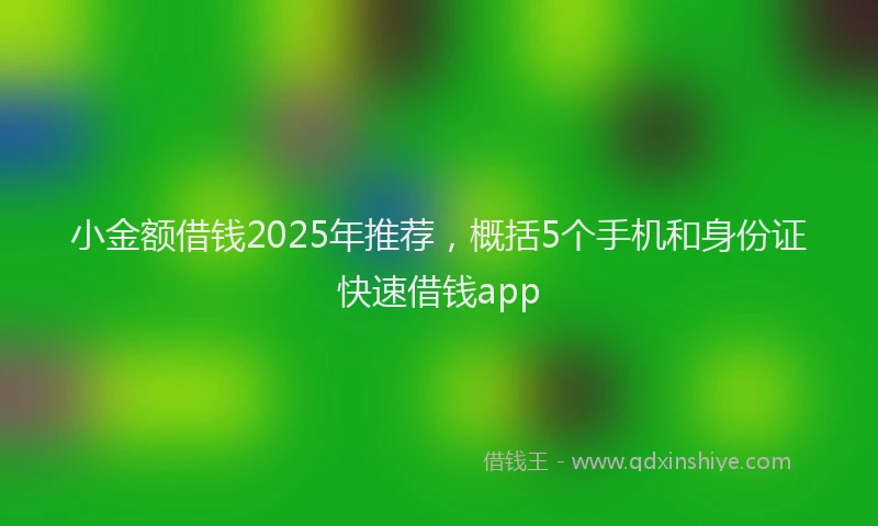 小金额借钱2025年推荐，概括5个手机和身份证快速借钱app
