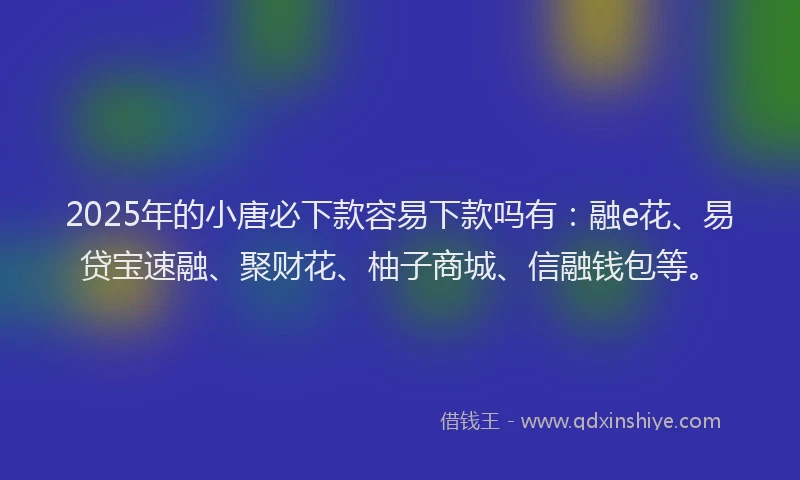2025年的小唐必下款容易下款吗有：融e花、易贷宝速融、聚财花、柚子商城、信融钱包等。