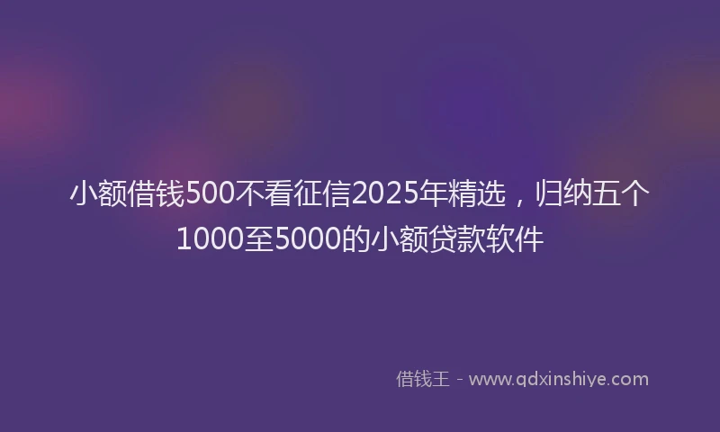 小额借钱500不看征信2025年精选，归纳五个1000至5000的小额贷款软件