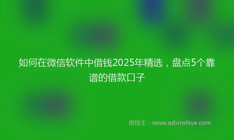 如何在微信软件中借钱2025年精选，盘点5个靠谱的借款口子