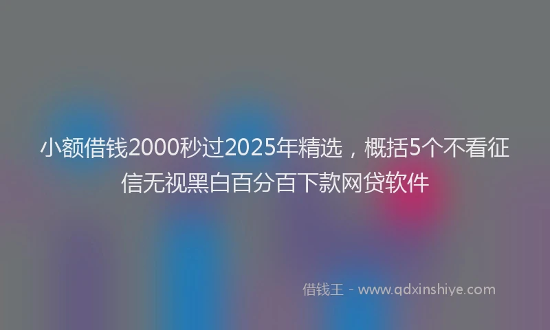 小额借钱2000秒过2025年精选，概括5个不看征信无视黑白百分百下款网贷软件