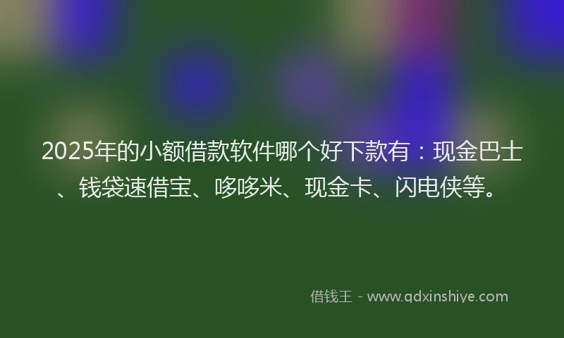 2025年的小额借款软件哪个好下款有：现金巴士、钱袋速借宝、哆哆米、现金卡、闪电侠等。