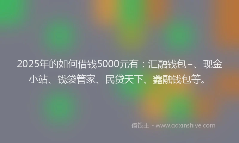 2025年的如何借钱5000元有：汇融钱包+、现金小站、钱袋管家、民贷天下、鑫融钱包等。