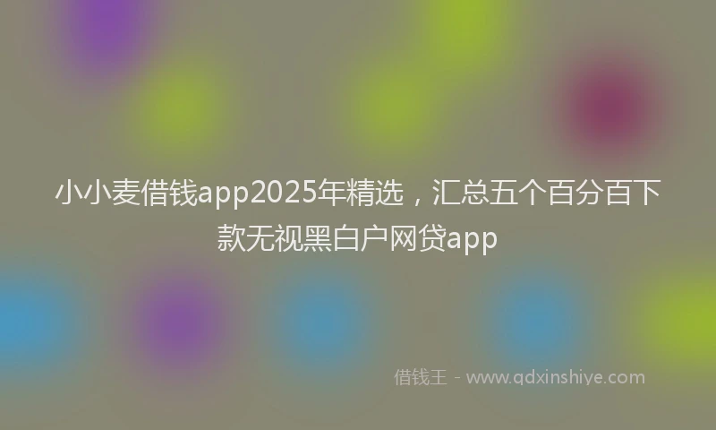 小小麦借钱app2025年精选，汇总五个百分百下款无视黑白户网贷app