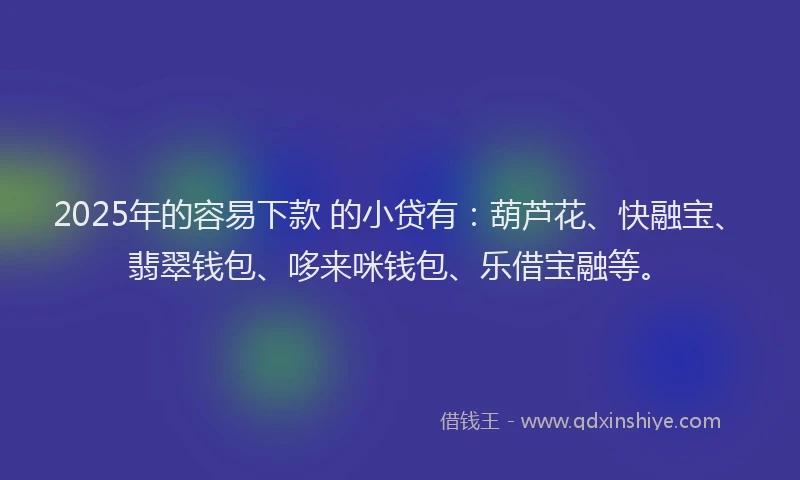 2025年的容易下款 的小贷有：葫芦花、快融宝、翡翠钱包、哆来咪钱包、乐借宝融等。