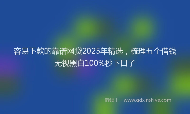 容易下款的靠谱网贷2025年精选，梳理五个借钱无视黑白100%秒下口子