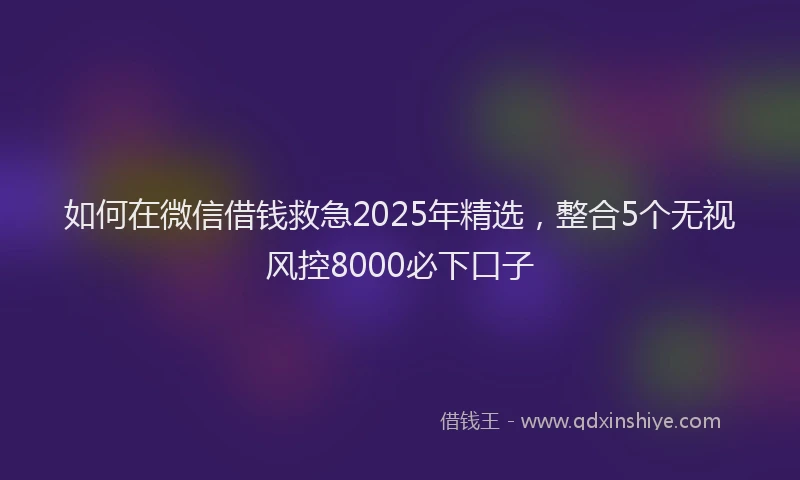 如何在微信借钱救急2025年精选，整合5个无视风控8000必下口子