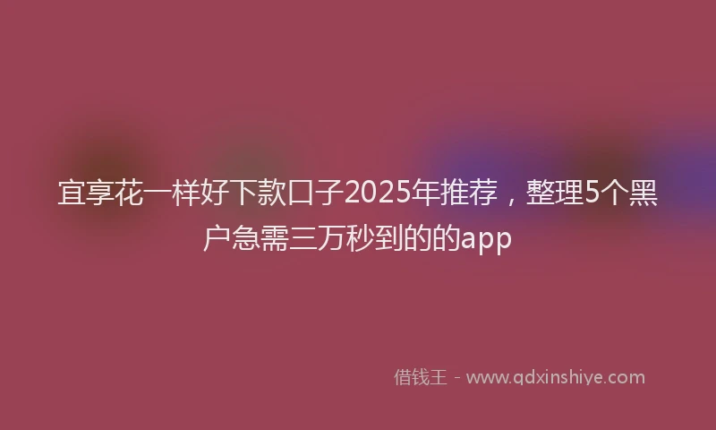 宜享花一样好下款口子2025年推荐，整理5个黑户急需三万秒到的的app