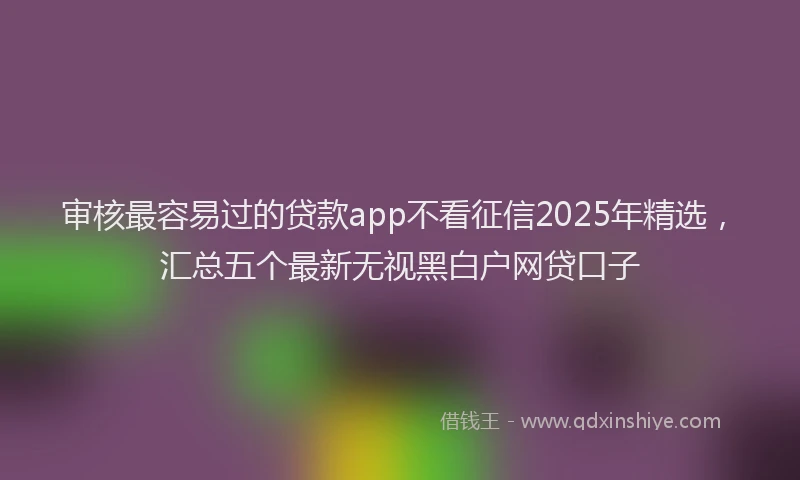 审核最容易过的贷款app不看征信2025年精选，汇总五个最新无视黑白户网贷口子