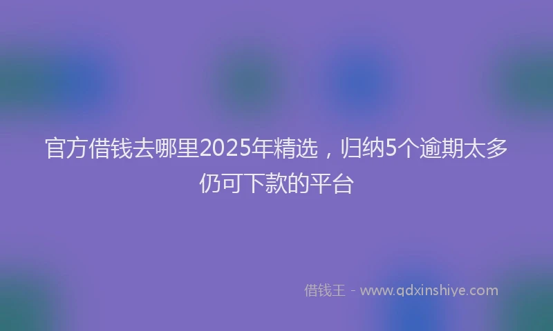 官方借钱去哪里2025年精选，归纳5个逾期太多仍可下款的平台
