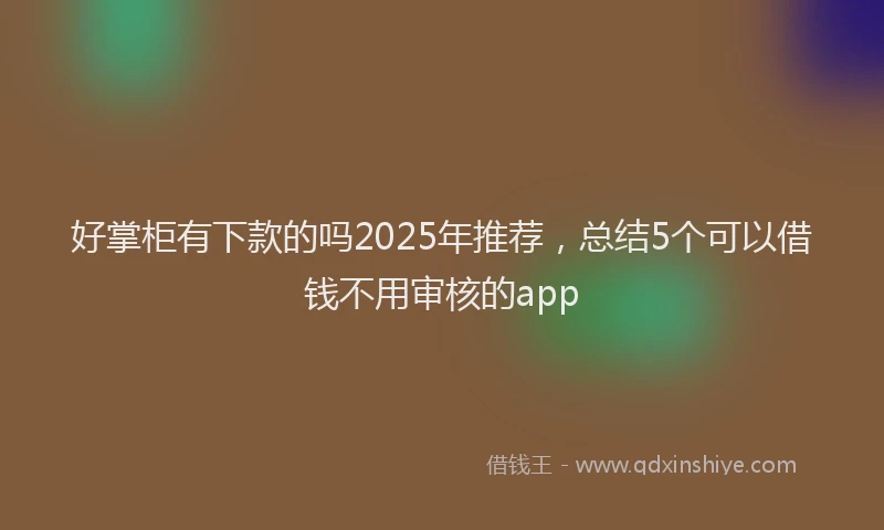 好掌柜有下款的吗2025年推荐，总结5个可以借钱不用审核的app
