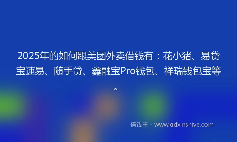 2025年的如何跟美团外卖借钱有：花小猪、易贷宝速易、随手贷、鑫融宝Pro钱包、祥瑞钱包宝等。
