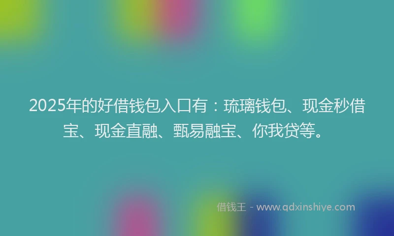 2025年的好借钱包入口有：琉璃钱包、现金秒借宝、现金直融、甄易融宝、你我贷等。