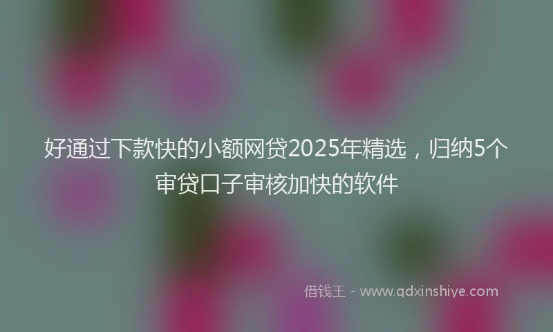 好通过下款快的小额网贷2025年精选，归纳5个审贷口子审核加快的软件