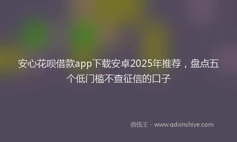 安心花呗借款app下载安卓2025年推荐,盘点五个低门槛不查征信的口子