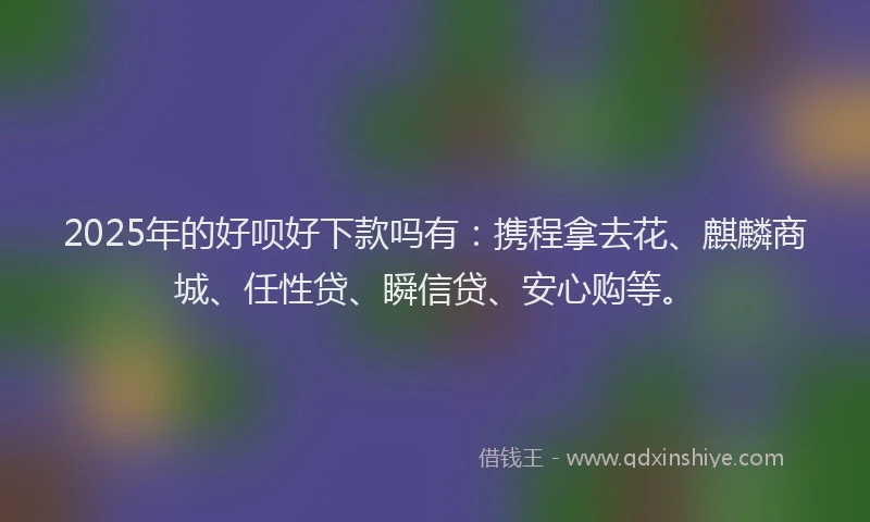 2025年的好呗好下款吗有：携程拿去花、麒麟商城、任性贷、瞬信贷、安心购等。